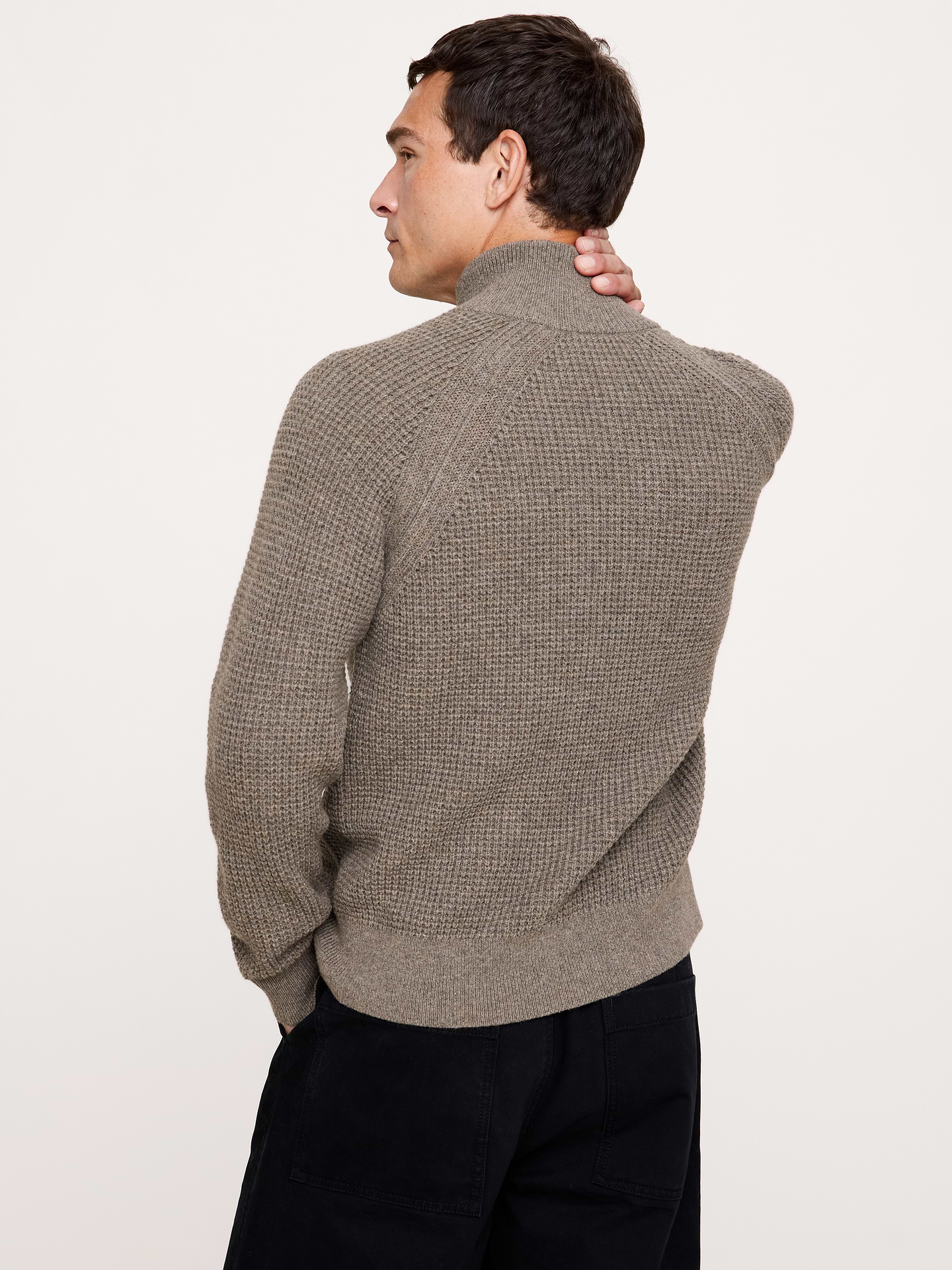 Image 3 of 5, Italian Merino-Blend Moto Sweater with Size Zip