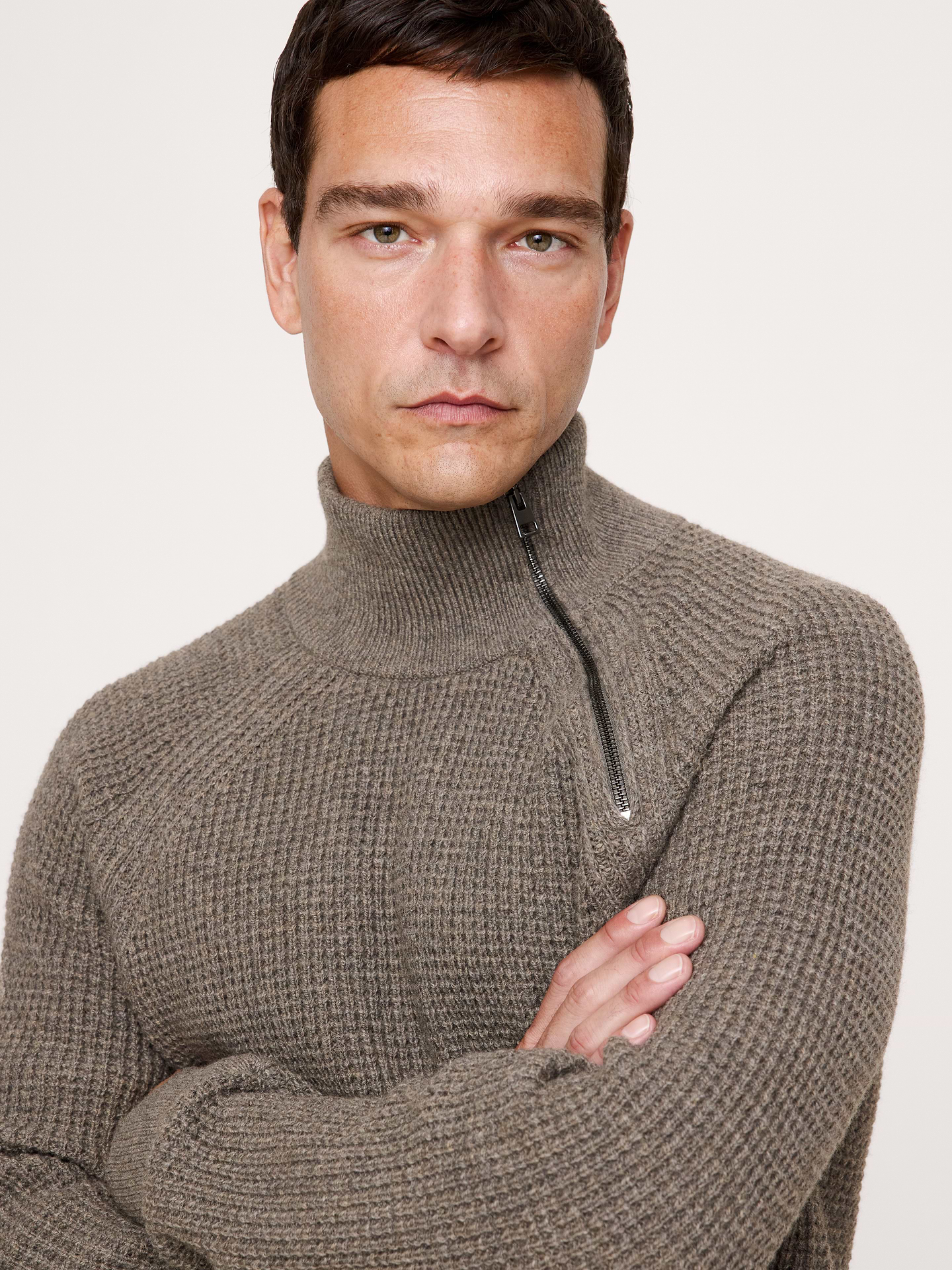 Image 4 of 5, Italian Merino-Blend Moto Sweater with Size Zip