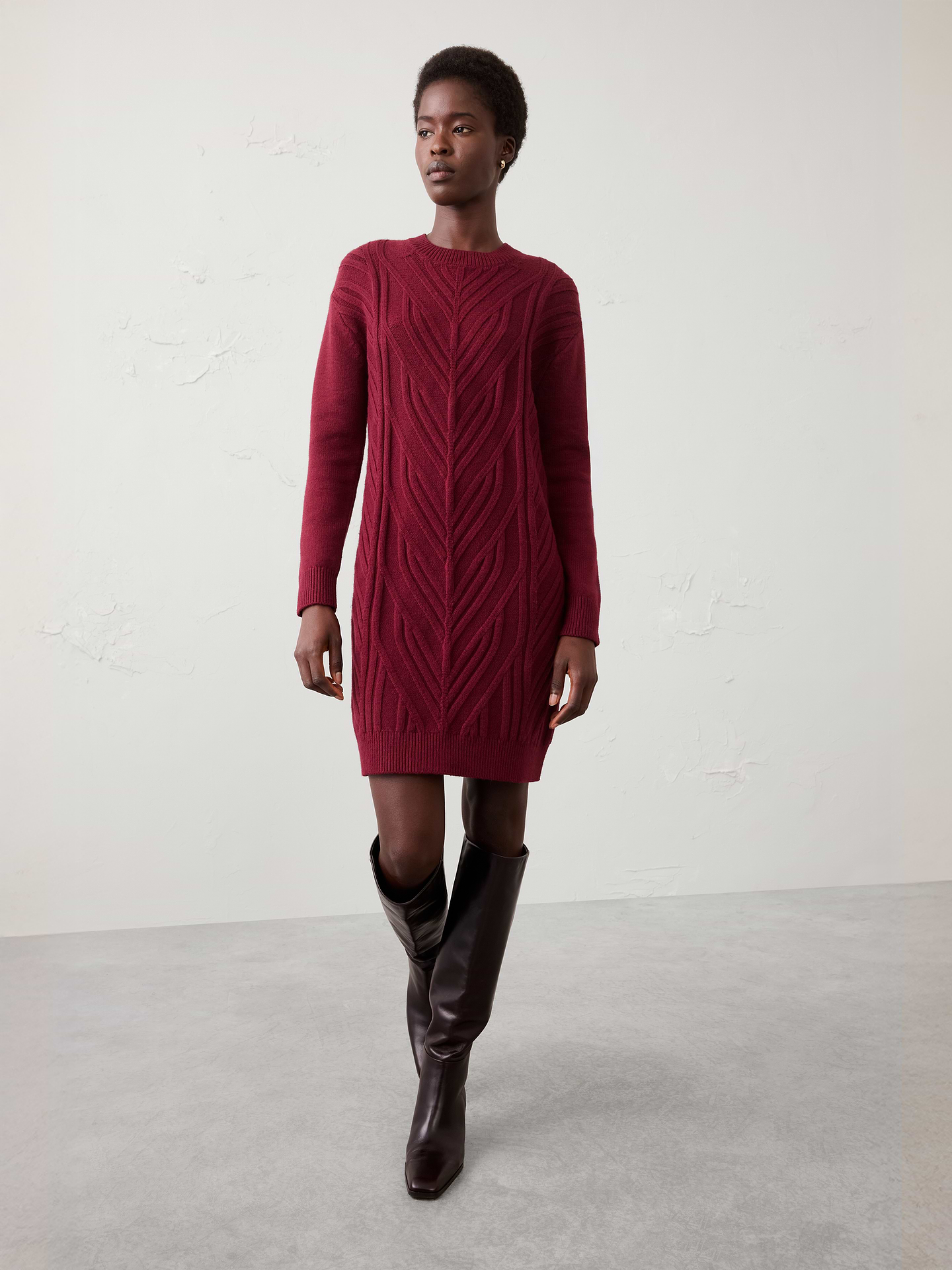 Image number 1 showing, Cable Mini Sweater Dress