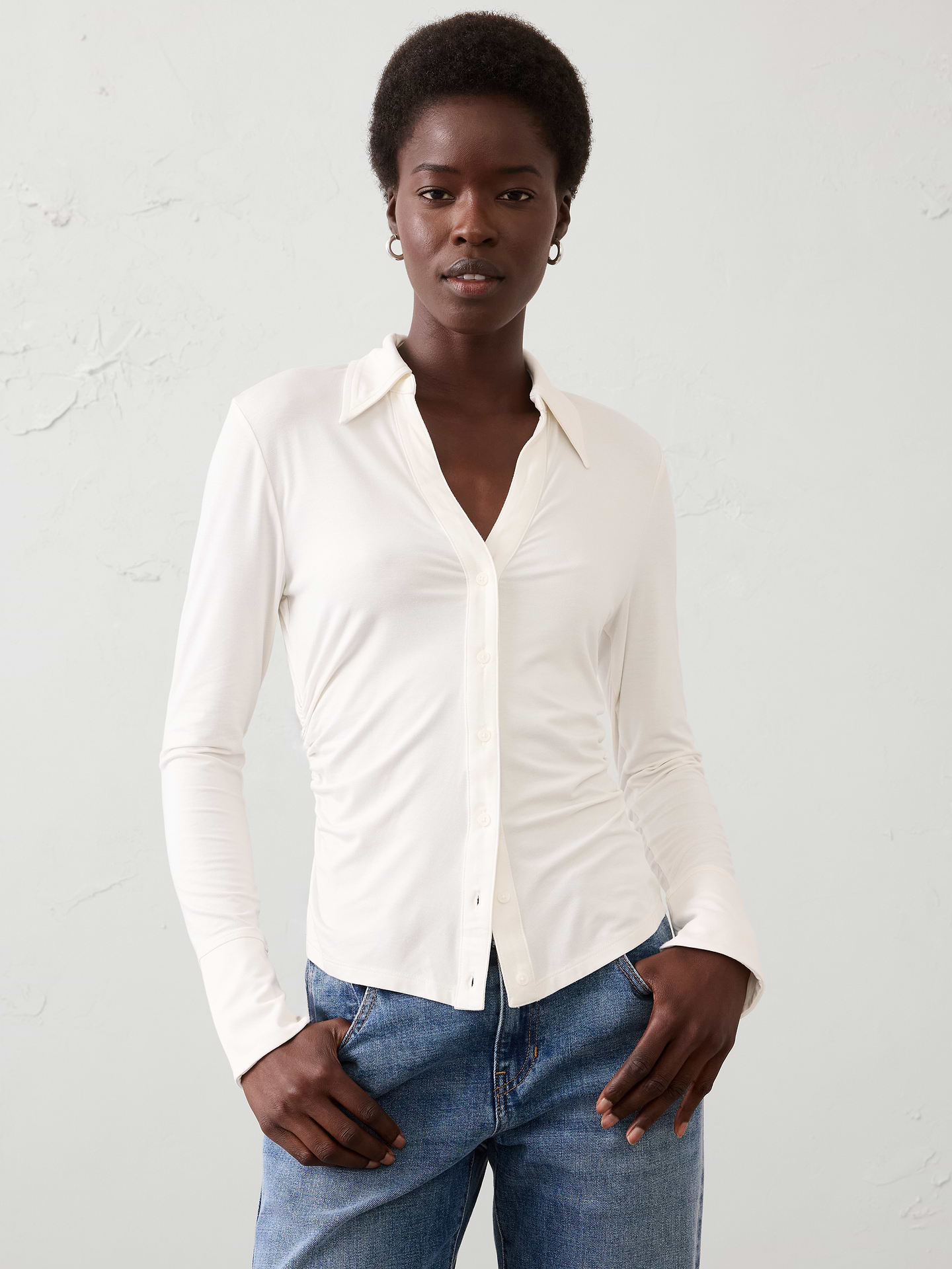 Image number 1 showing, Sheen Slub Collared Top
