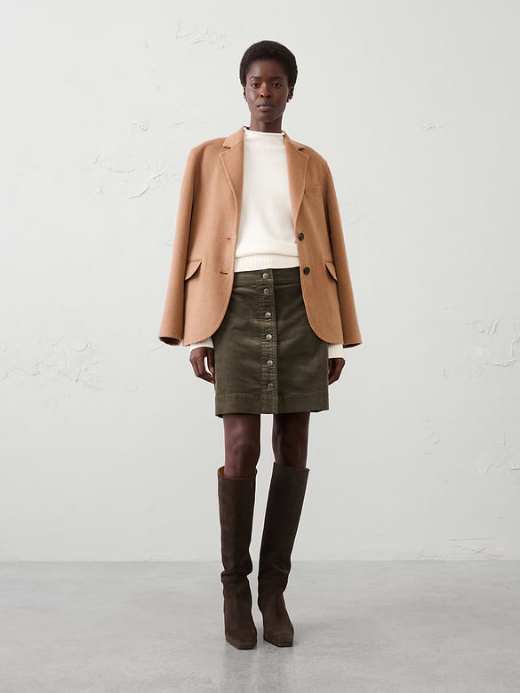 Corduroy Button-Down Mini Skirt