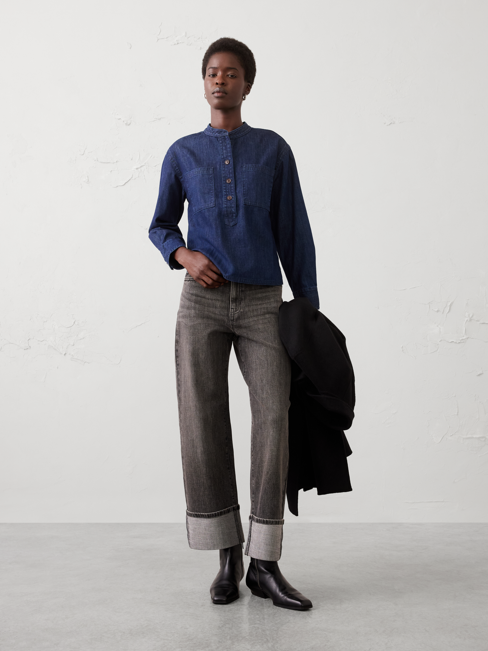 Image number 3 showing, Denim Popover Tunic Top