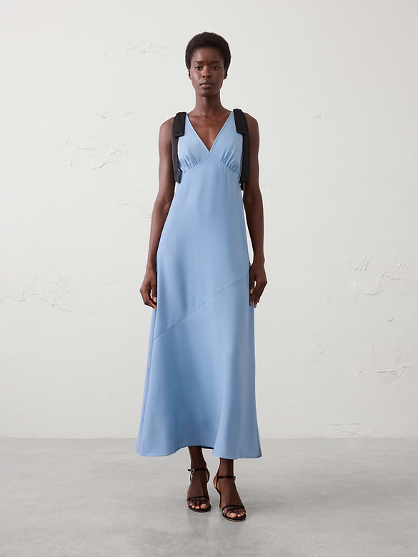 Satin Tie Slip Maxi Dress