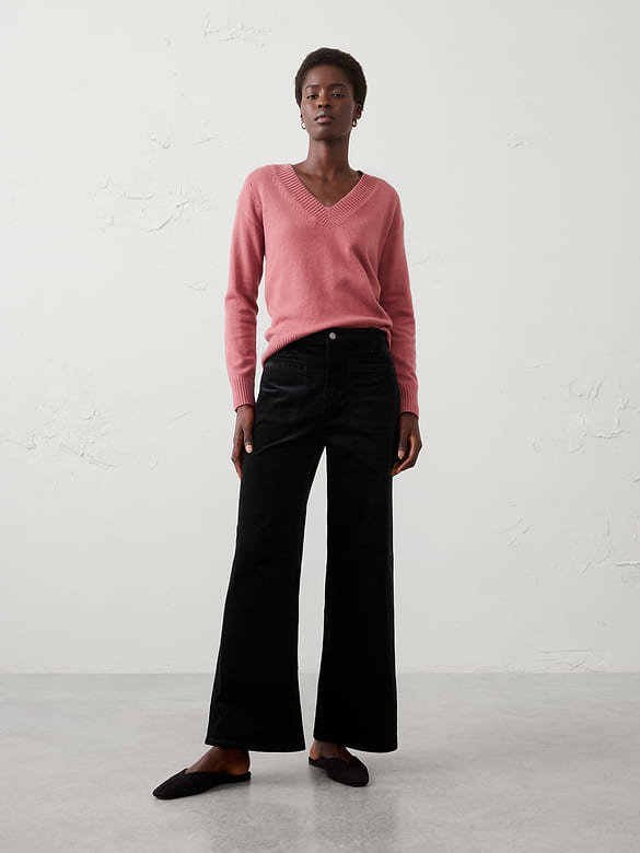 Wide-Leg High-Rise Corduroy Patch Pocket Pant