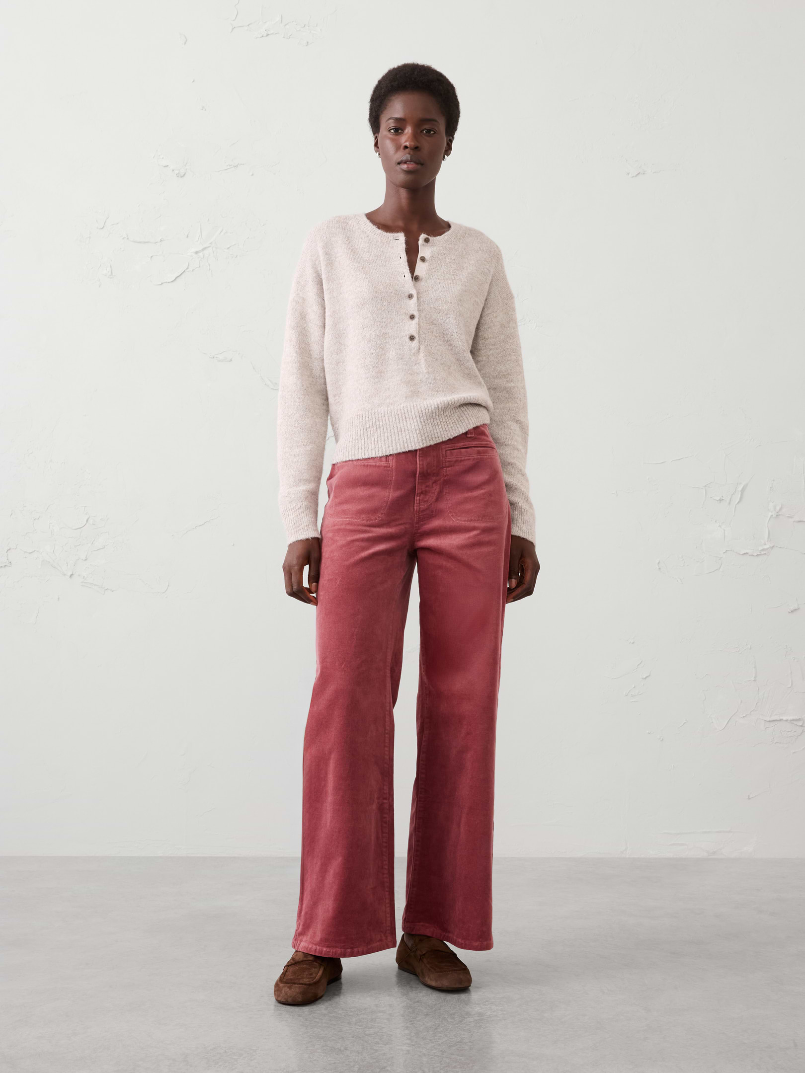 Image number 1 showing, Wide-Leg High-Rise Corduroy Patch Pocket Pant