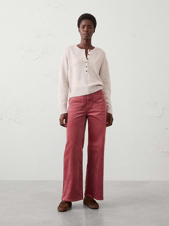 Wide-Leg High-Rise Corduroy Patch Pocket Pant