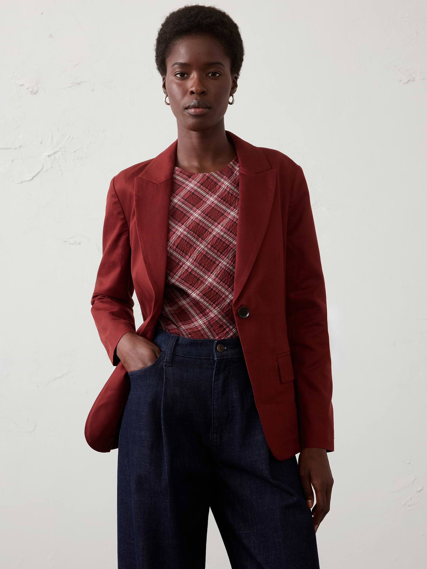 Image number 1 showing, Drapey Tencel Blazer