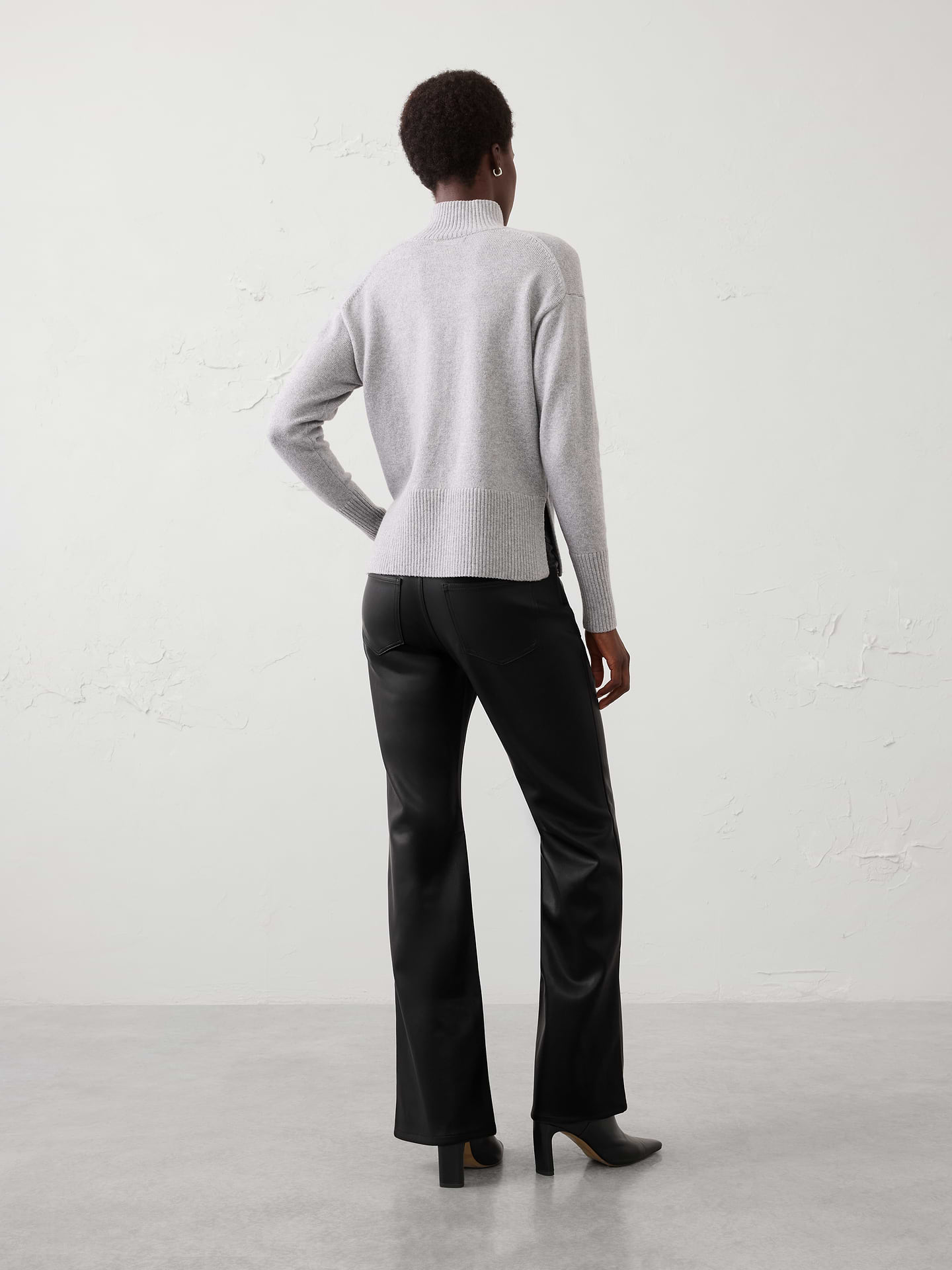 Image 2 of 4, Bootcut-Leg Mid-Rise Vegan Leather Pant