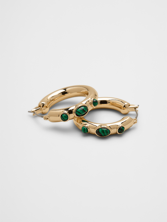 Multi-Stone Hoop Earrings