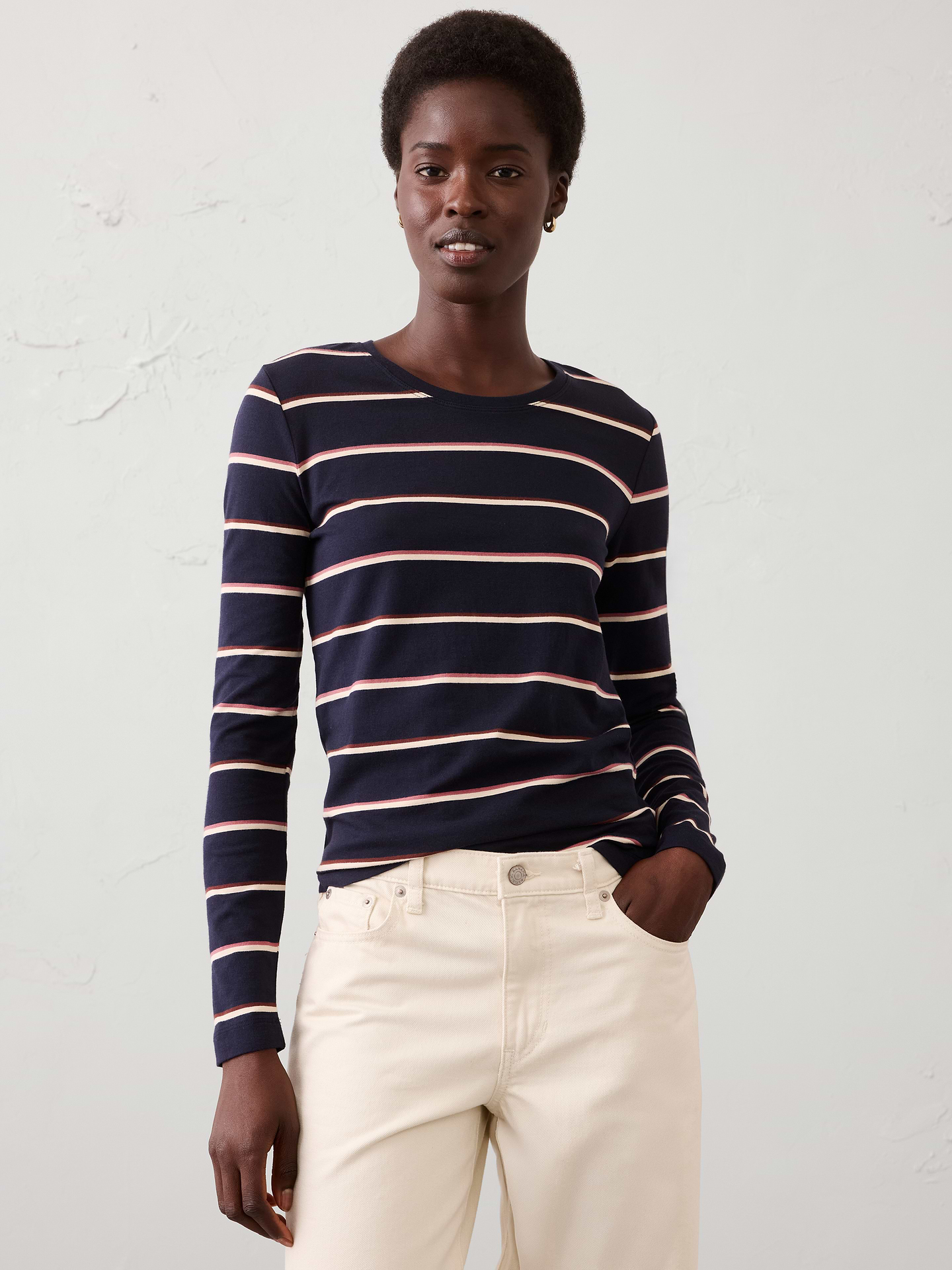 Image number 1 showing, Timeless Long-Sleeve Crew-Neck T-Shirt