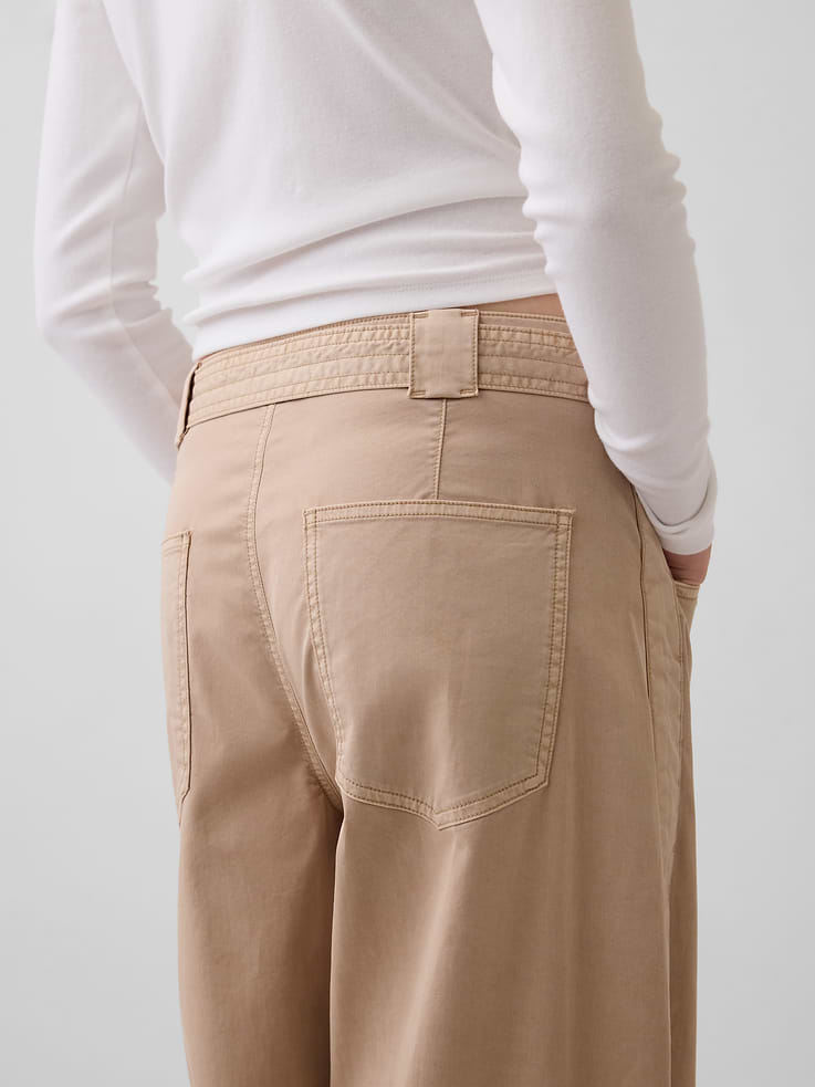 Image 5 of 6, Tie-Waist Barrel Ankle Khakis