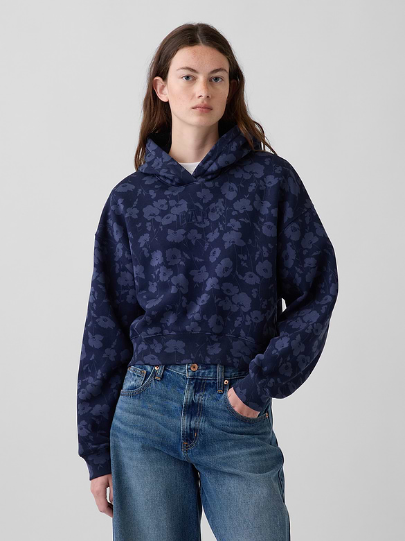 VintageSoft Crop Logo Hoodie