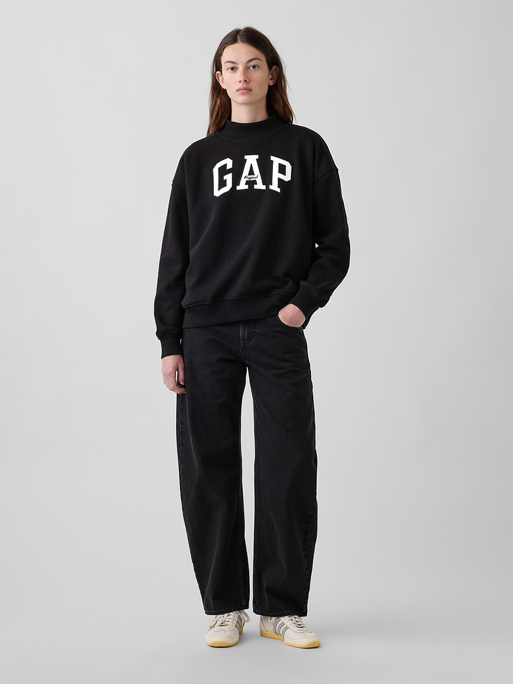 Image 2 of 7, VintageSoft Oversized Mockneck Logo Sweatshirt