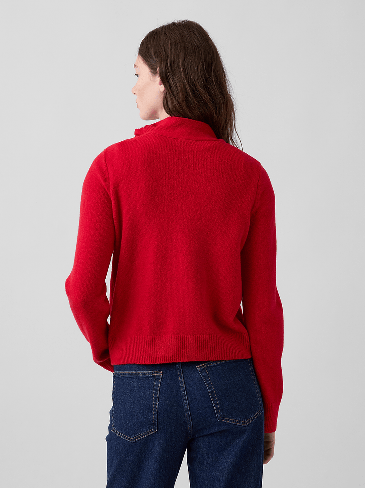 Image number 3 showing, CashSoft Tie-Neck Sweater