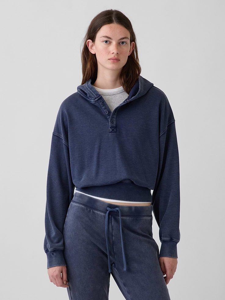 Image 6 of 7, VintageSoft Oversized Henley Hoodie