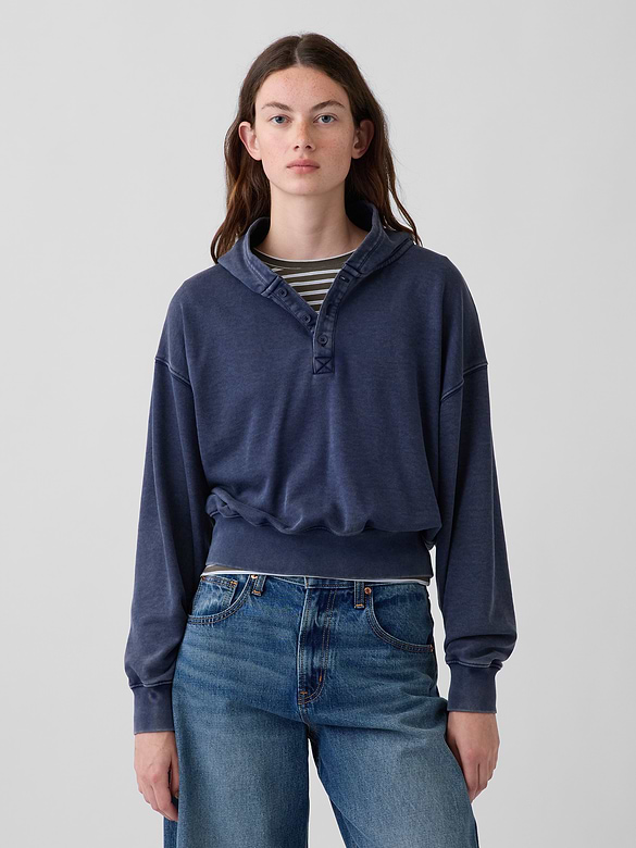 VintageSoft Oversized Henley Hoodie