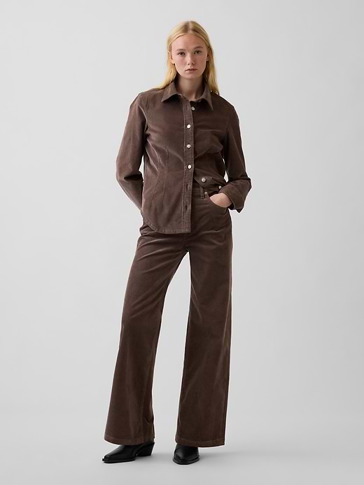 High Rise Corduroy Stride Wide-Leg Pants - Plymouth rock brown by Gap