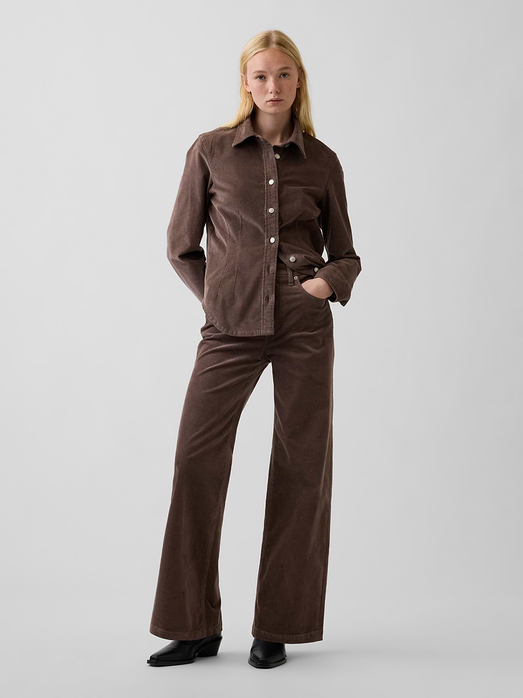 Image number 1 showing, High Rise Corduroy Stride Wide-Leg Pants
