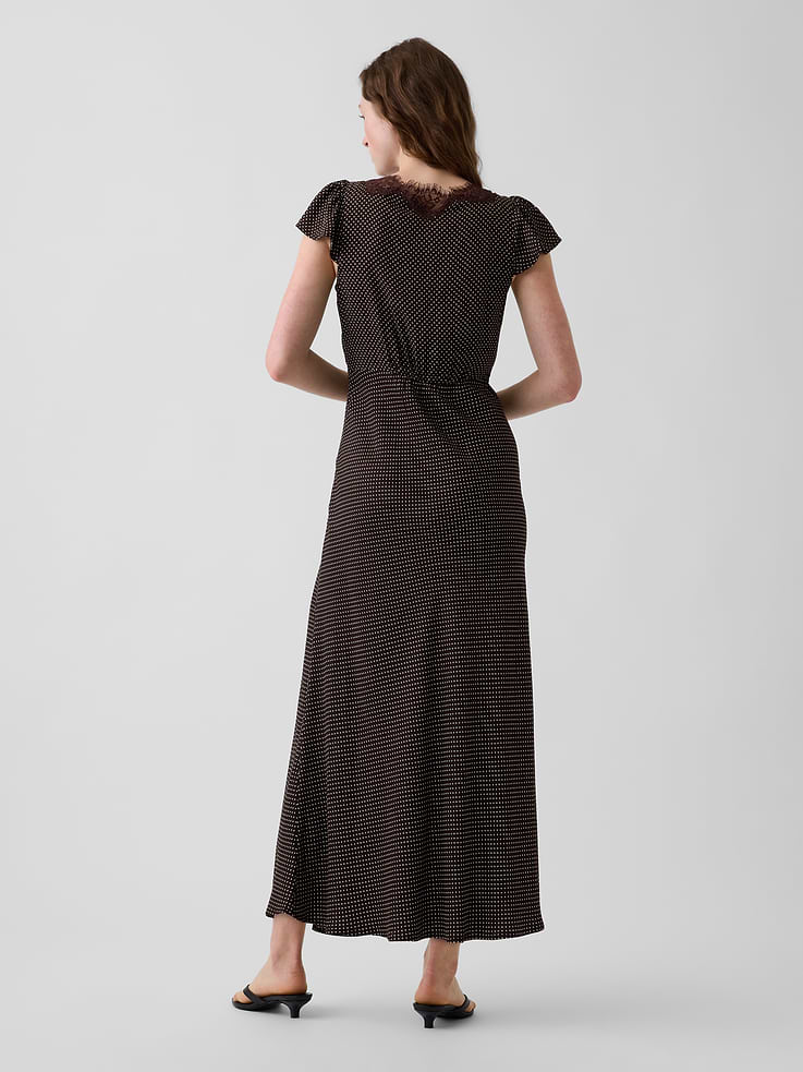 Image 2 de 6, Robe longue à encolure en V en dentelle
