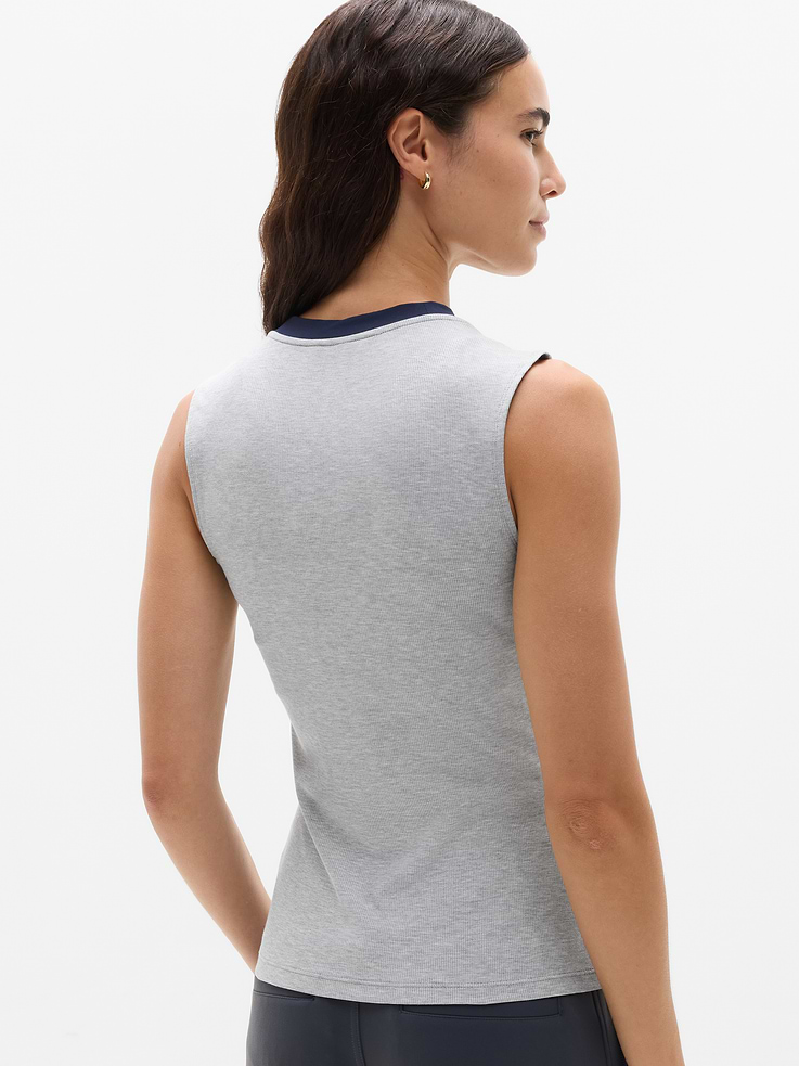 Image 3 of 5, Signature Rib V-Neck Muscle Tank
