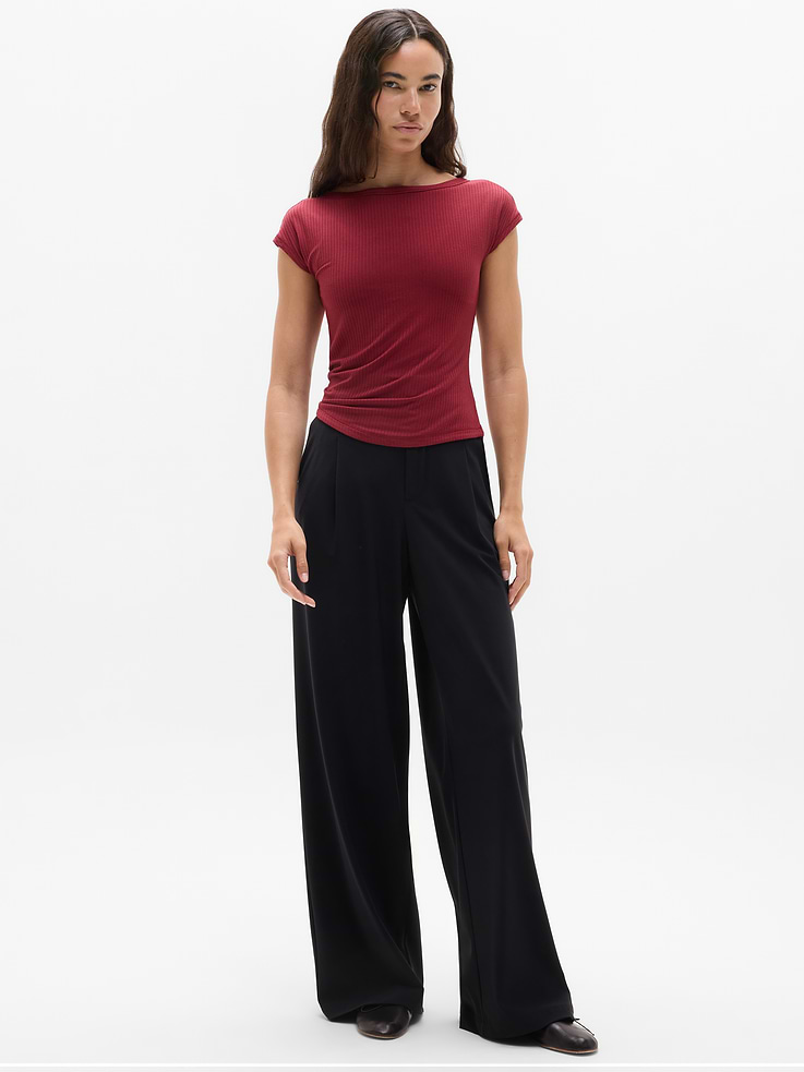 Image 2 of 7, Perfect Rib Boatneck Tee