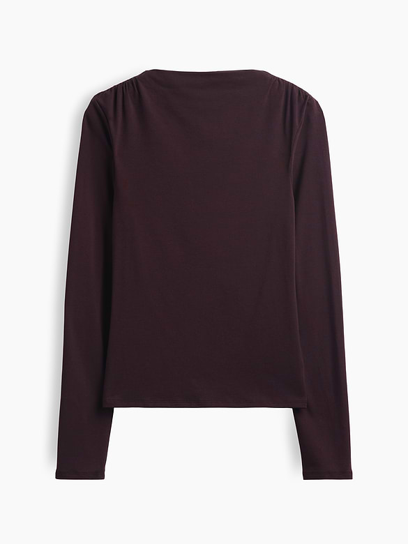 CloseKnit Jersey Funnel-Neck Ruched T-Shirt