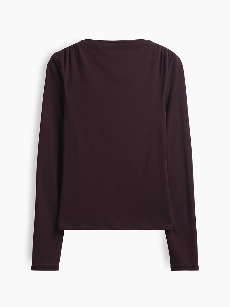 Image number 5 showing, CloseKnit Jersey Funnel-Neck Ruched T-Shirt