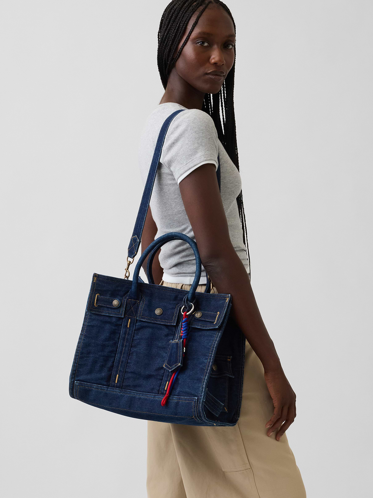Image number 2 showing, Denim Five Pocket Tote