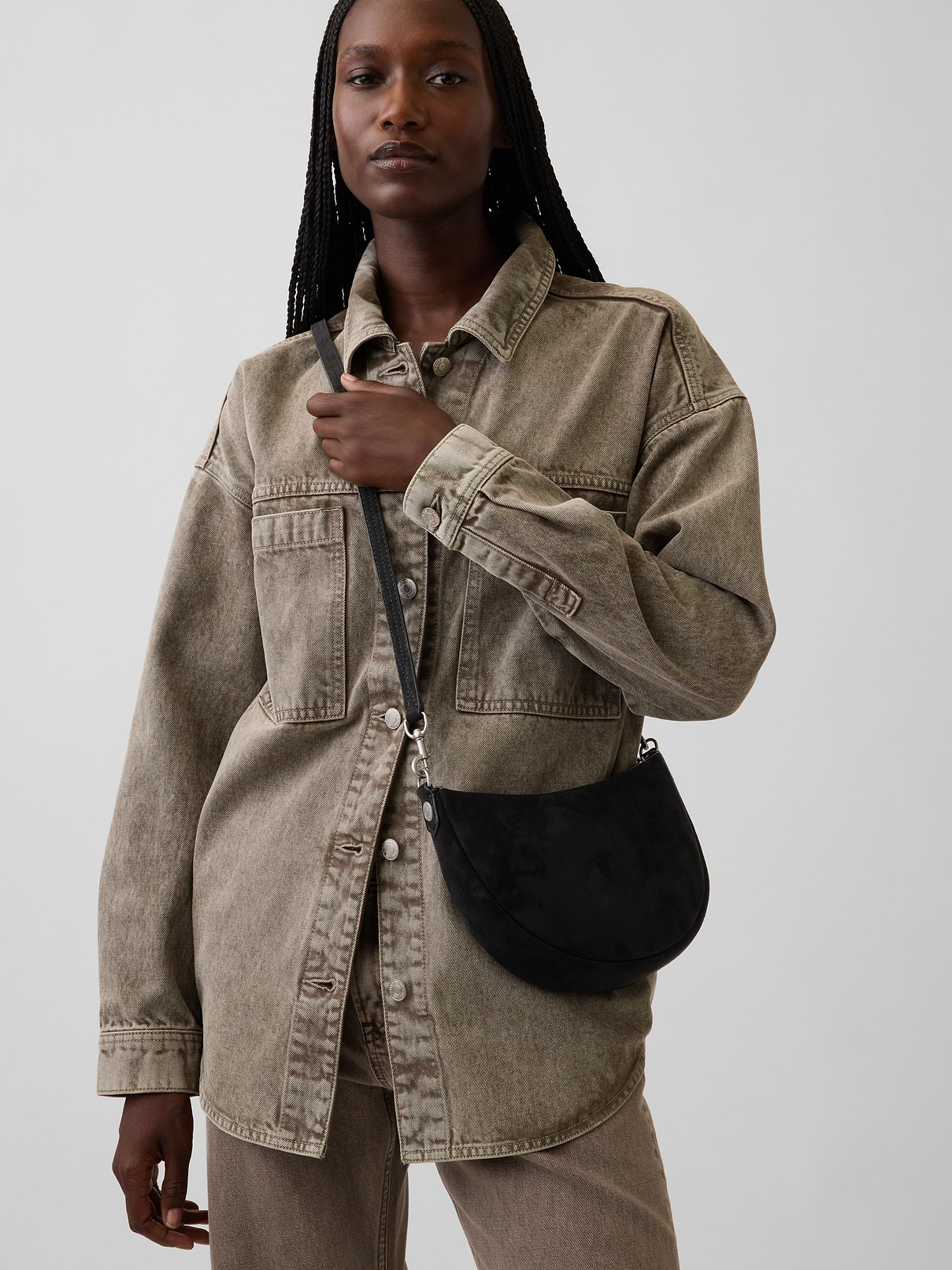 Image number 2 showing, Small Vegan Suede Crescent Crossbody