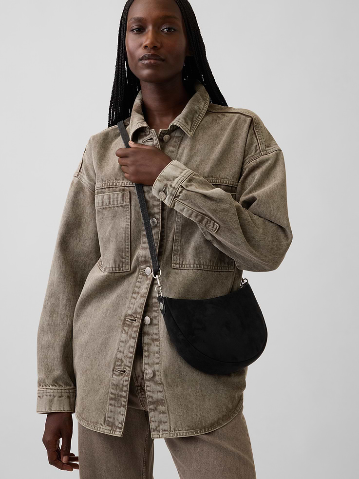 Image number 2 showing, Small Vegan Suede Crescent Crossbody
