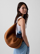 Image number 2 showing, Large Vegan Suede Crescent Bag