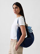 Image number 2 showing, Large Denim Crescent Bag