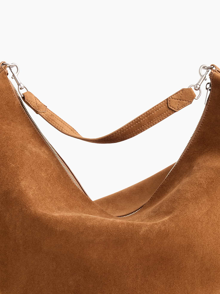Image number 4 showing, Large Vegan Suede Crescent Bag