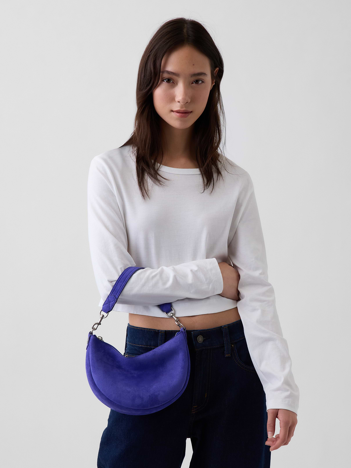 Image number 2 showing, Small Vegan Suede Crescent Crossbody