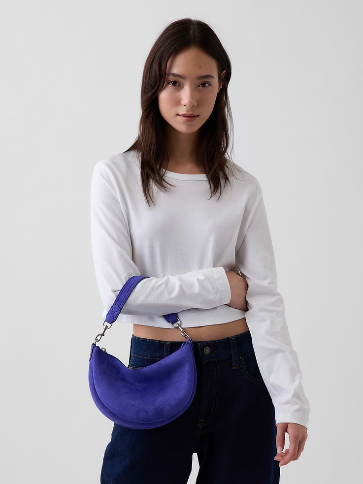 Image number 2 showing, Small Vegan Suede Crescent Crossbody