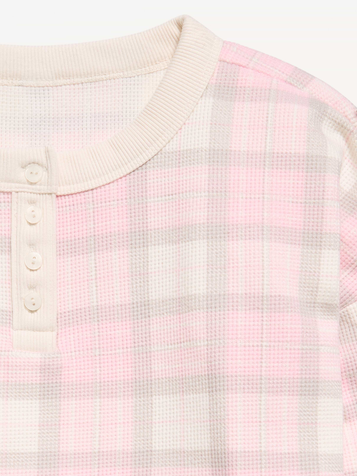Image 4 of 4, CozePlush Waffle Knit Henley Top for Girls