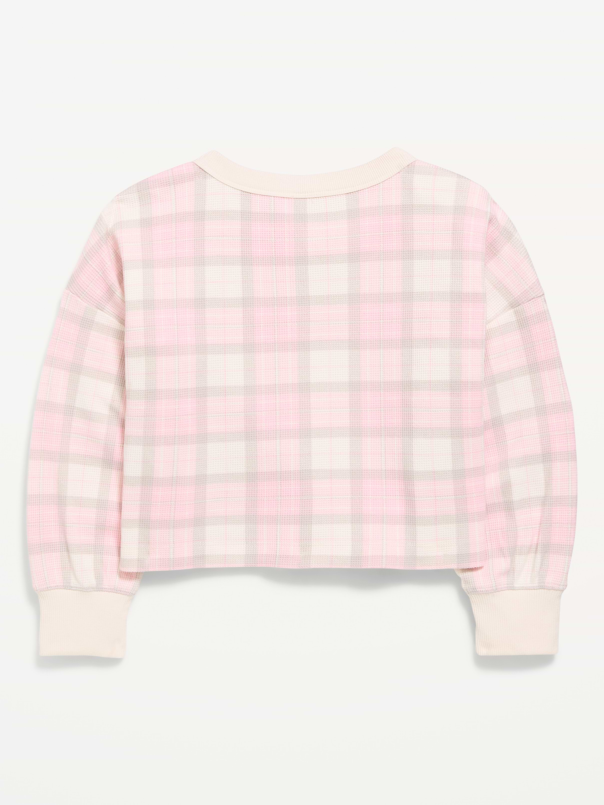 Image 3 of 4, CozePlush Waffle Knit Henley Top for Girls