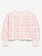 Image 2 of 4, CozePlush Waffle Knit Henley Top for Girls