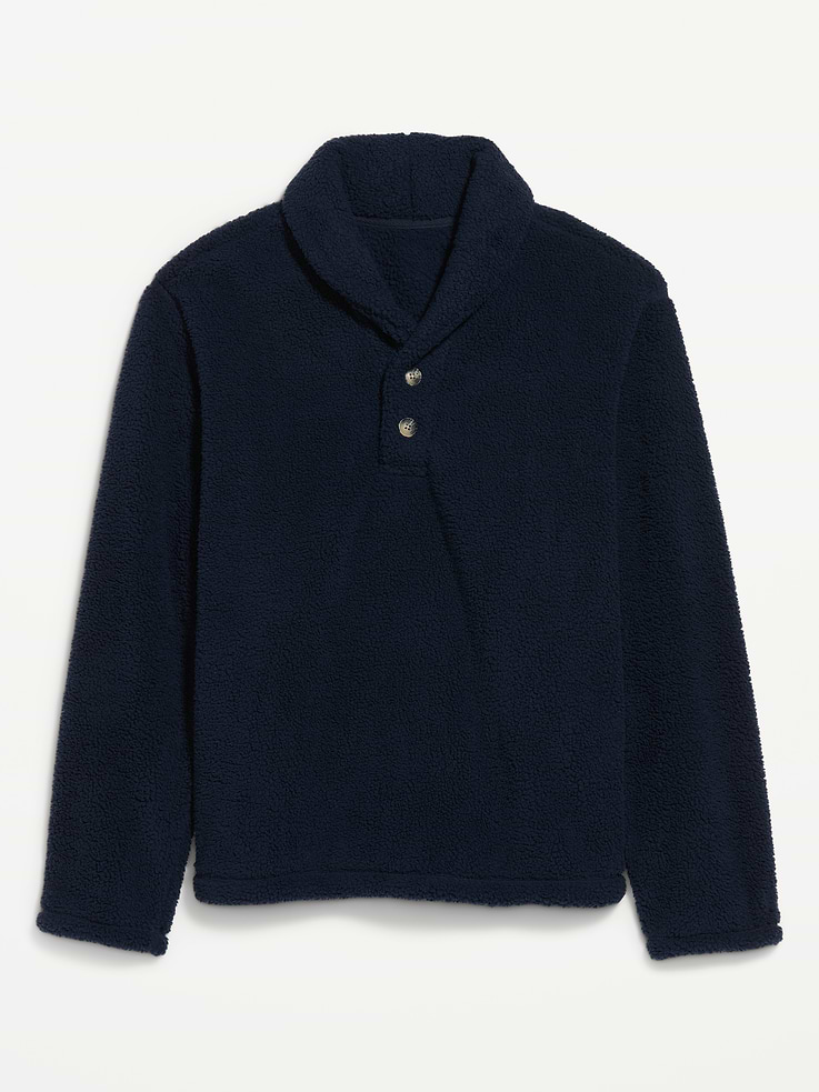 Image 4 of 5, Shawl-Collar Sherpa Pullover