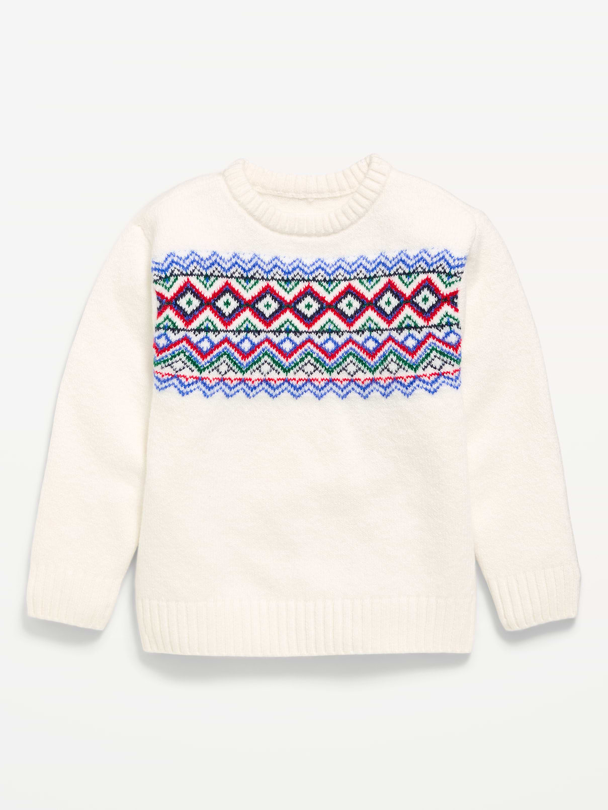 Oversized Long-Sleeve Fair Isle Sweater for Toddler Boys
