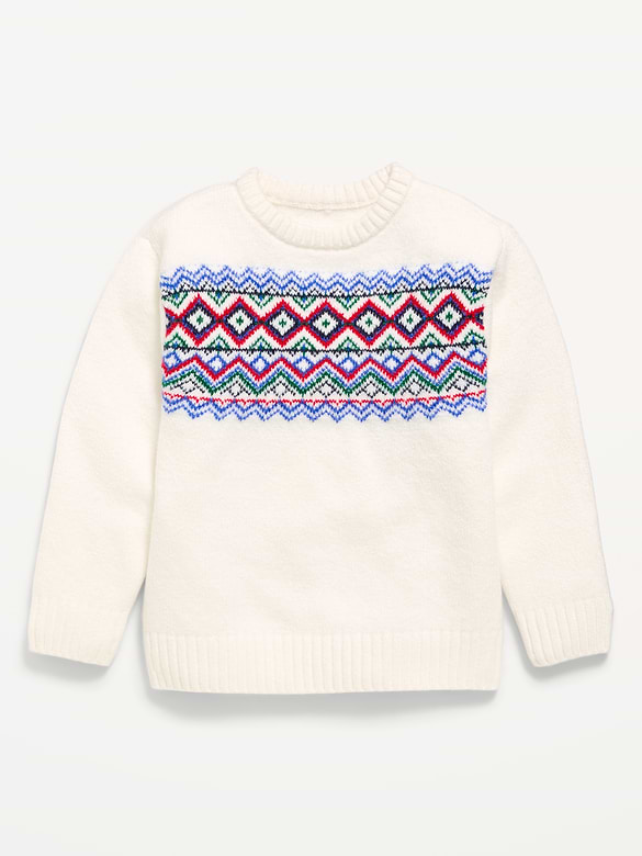 Oversized Long-Sleeve Fair Isle Sweater for Toddler Boys