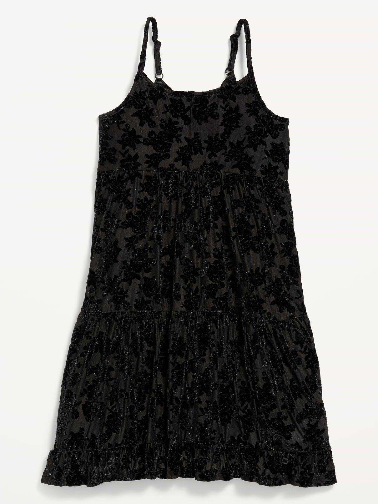 Image 1 of 3, round neckline, adjustable spaghetti straps, tiered skirt, ruffled hem, Product #1183721