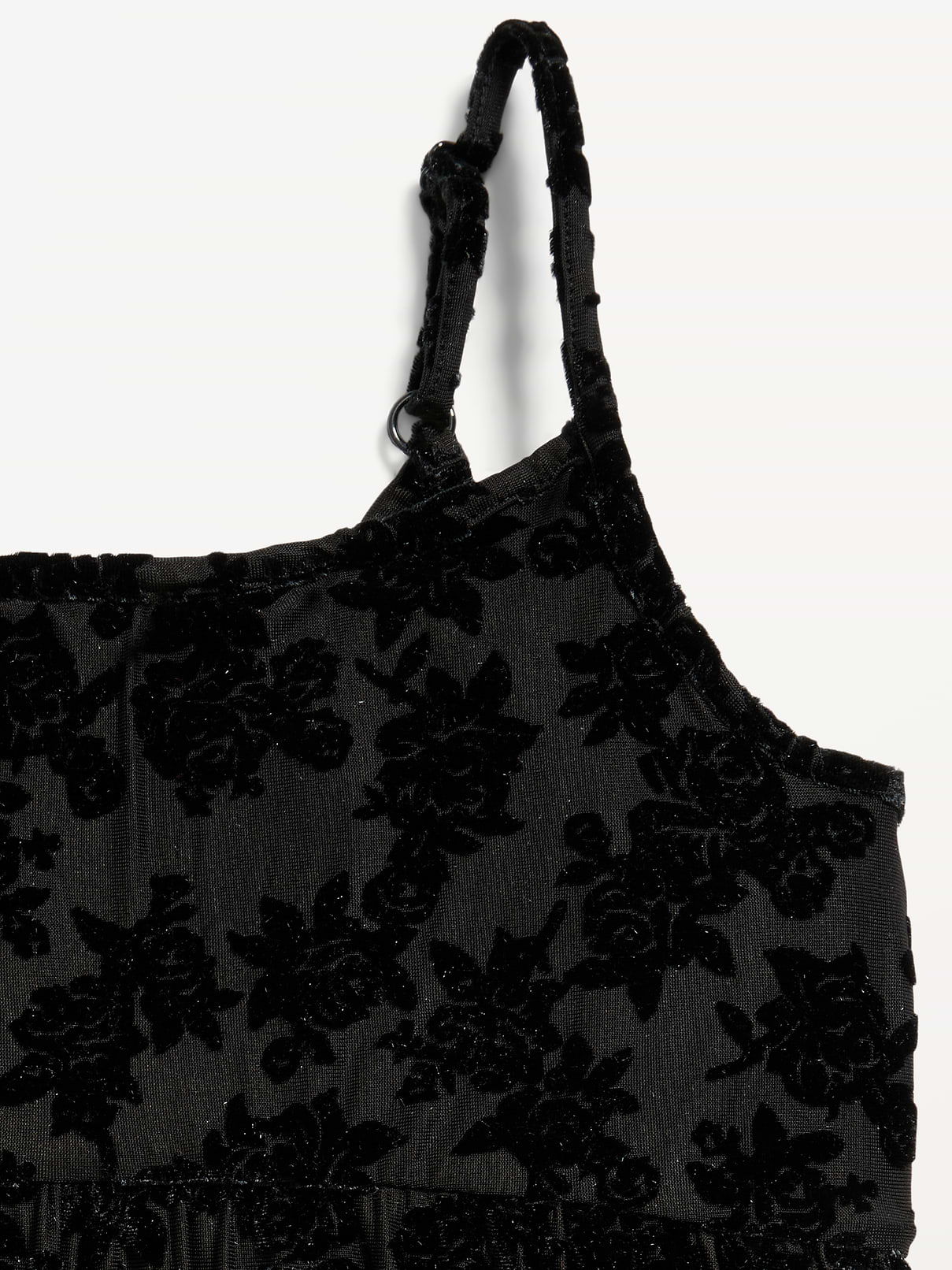 Image 3 of 3, Sleeveless Fit and Flare Floral Velour Dress for Girls
