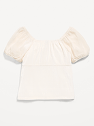 Image 3 of 3, Puff-Sleeve Velvet Top for Girls