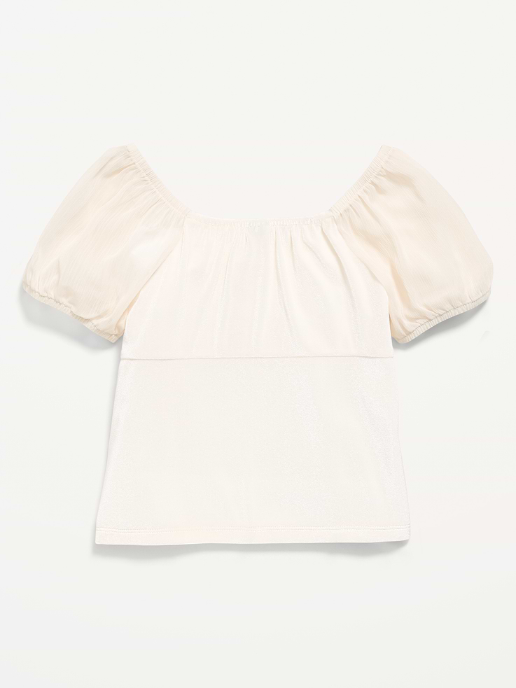Image 3 de 3, Haut en velours à manches bouffantes pour fille