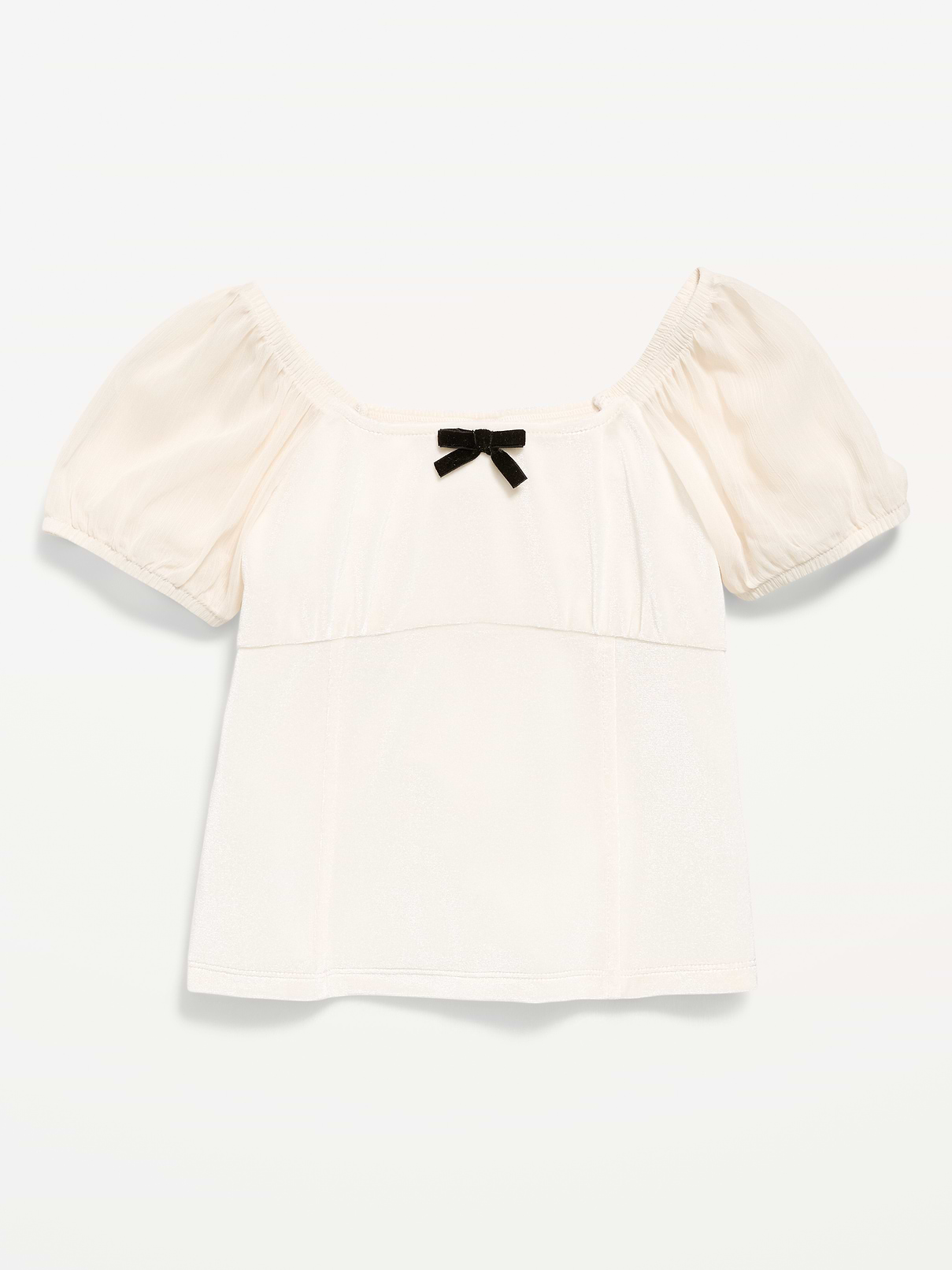 Image 2 of 3, Puff-Sleeve Velvet Top for Girls