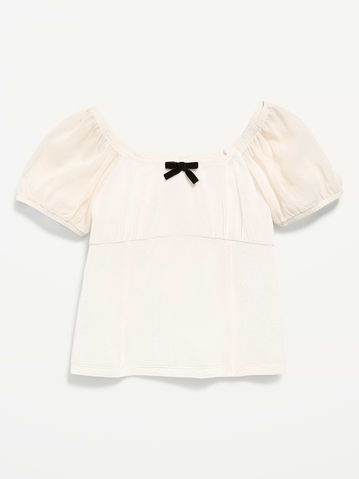 Image 2 de 3, Haut en velours à manches bouffantes pour fille