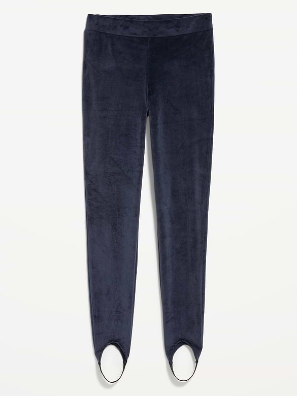 High-Waisted Velour Stirrup Leggings for Women