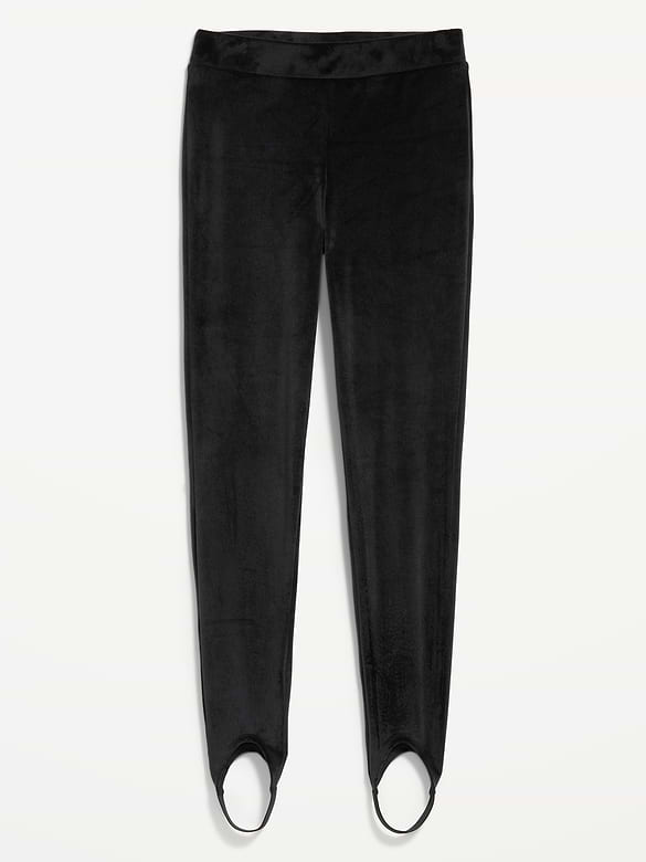 High-Waisted Velour Stirrup Leggings for Women