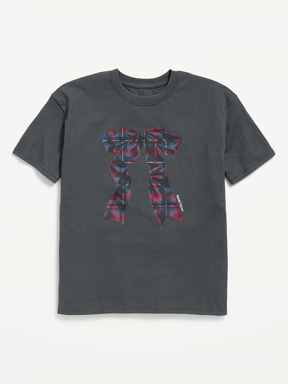 Oversized Short-Sleeve Graphic Tunic T-Shirt for Girls